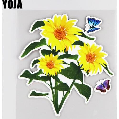 YOJA 17.9×19.1CM Chrysanthemum Cartoon Car Sticker Creative Flowers Reflective Bumper Windoe Decoration 19B-0075