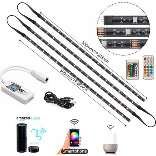 1Set Wireless WiFi Control TV Background LED Strip 5V USB PC TV Blacklight with Wifi Controller + 24Key IR / 21Key RF Remote