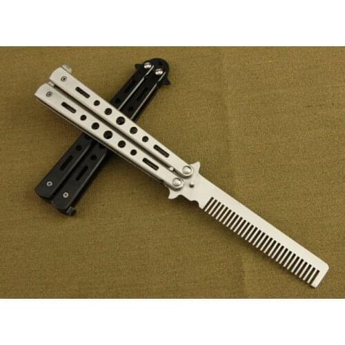 1PC Metal Stainless Steel Practice Training Butterfly Balisong Style Knife Comb Hot Butterfly Knife KX 255
