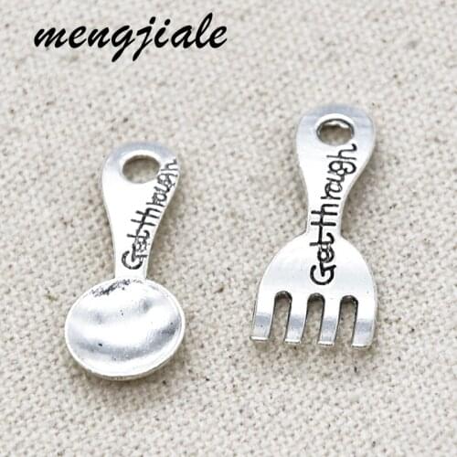 10pcs Vintage Metal Alloy Kitchen Spoon fork Charm Pendants For Jewelry Making Finding Accessories Wholesale
