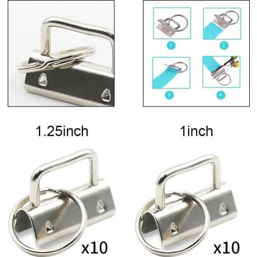 10 PCS Sliver Key Fob Hardware with Keyring Hand for Crafts Lanyard Strap