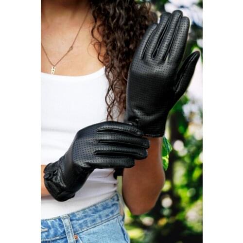 2020 Fashion Gloves Genuine Sheepskin Leather Gloves Autumn Winter Warm Gloves High Quality Elegant Women Lambskin Leather Glove