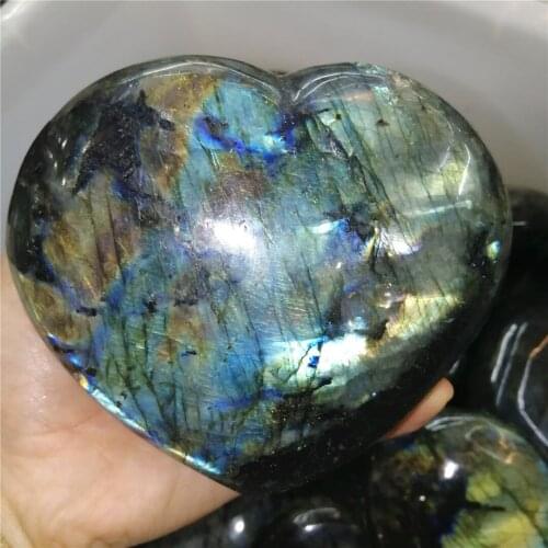 350-450g Large Size Labradorite Heart Moonstone Positive Energy Reiki Gems Crystal Heart Healing