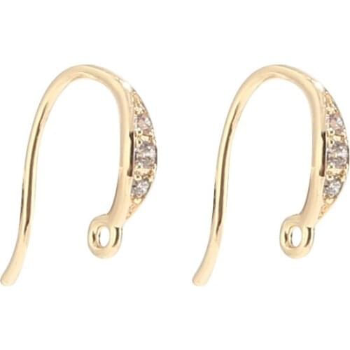 6pcs 14.5x9mm Brass Micro Pave Cubic Zirconia Gold Plated Brass Earrings Hook High Quality Diy Jewelry Accessories