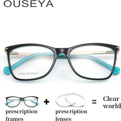 Acetate Prescription Glasses Classic Clear Optical Photochromic Progressive With Diopter Anti Blue Glasses Women #HT880100