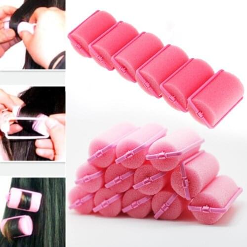 12Pcs Buckle Soft Sponge Foam Hair Curler Roller Easy Curling Styling Salon Barber Hairdressing Hairstyling Twist Tools Kit