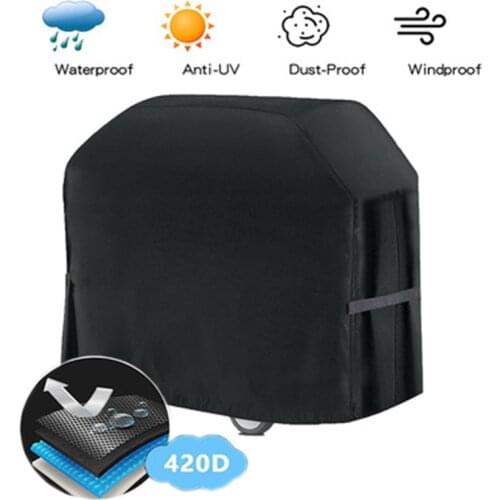 420D Black Oxford Cloth Grill Cover Outdoor Heavy Rain And Dustproof Oven Cover With Four-Corner Buckle Oven Cover Dust Cover