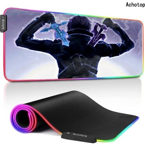 RGB Sword Art Anime Mouse Pad XXL Custom Washable LED Rubber Gaming Large Locking Edge Speed Mousepad Office Computer Desk Mats