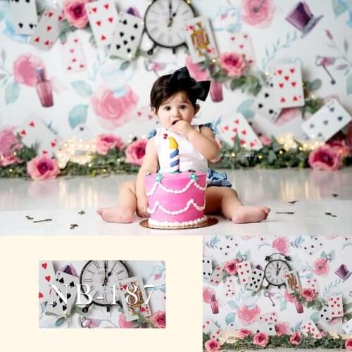 Princess One Birthday Cake Smash Backdrop Alice Wonderland Tea Party Background Photography Dreamy Forest Photocall