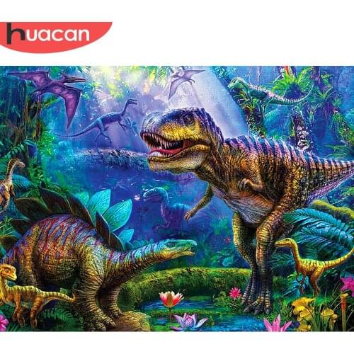 HUACAN Diamond Painting New Square Stones Animals Diamond Embroidery Sale Dinosaur Picture Of Rhinestones Hobby And Handicraft