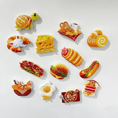 Simulation Food Refrigerator Stickers Creative Cartoon Magnetic Stickers Resin Fridge Magnet Whiteboard Sticker Home Decor