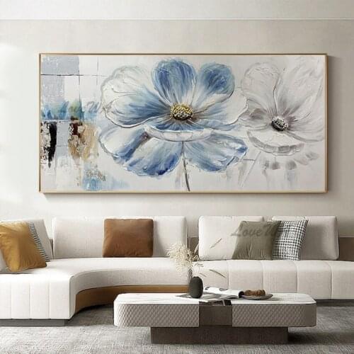 Large Size Lotus Flower Canvas Oil Painting Decoration Picture Wall Hangings Art Pure Hand Painted Floral Art Unframed