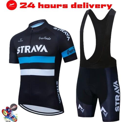 STRAVA Men Team Cycling Jersey Set Summer Bib Gel Shorts Set Road MTB Bicycle Wear Clothes Maillot Sport Uniform Camisa Ciclismo