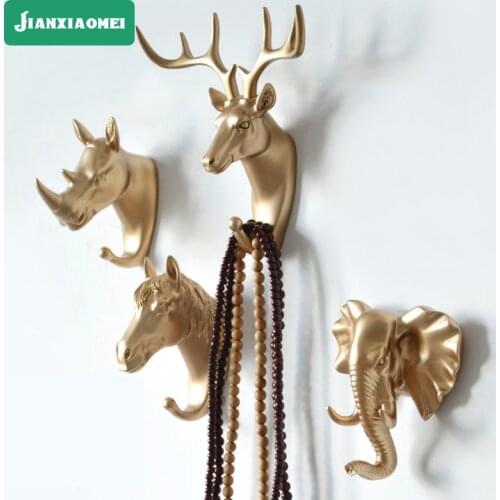 Creative European And American Style Coat Hook Decorative Hook Animal Head Wall Hanging Deer Head Hook Wall Hook Punch-Free
