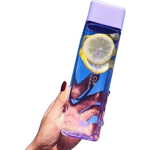 500 ML Square Water Cup Heat Resistance Transparent Sports Simple and Stylish Bottle