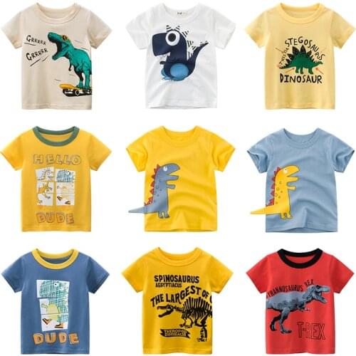 Summer Kids Boys T Shirt Short Sleeve Baby Girls Cotton Children O-neck Tee Tops Print Dinosaur Boy Clothing Toddler New 2021