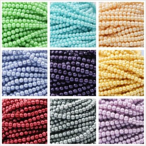 Charms multicolor shell simulated-pearl 3mm round fashion charms women girls newly diy loose beads jewelry 15"B1185