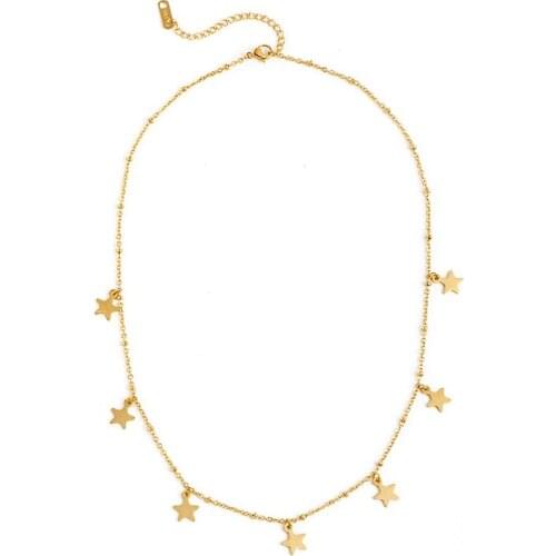 Fever&Free New Arrival Simple Stainless Steel Necklace For Women Small Gold Stars Charm Necklace Christmas Gifts Fashion Jewelry