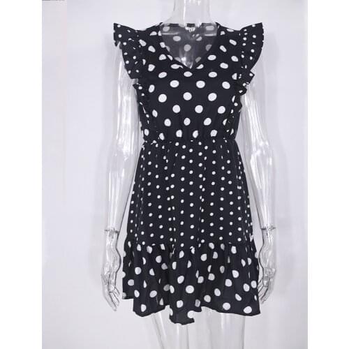 New Polka Dot Chiffon Mini Summer Light Dresses 2021 Fashion Woman Butterfly Sleeve White Dress Casual Womens Dresses Robes