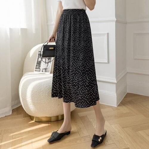 New Summer Skirt Women High Waist Fashion Retro Beach Dots Chiffon Skirt Female Elegant Beach Bohemia Skirt