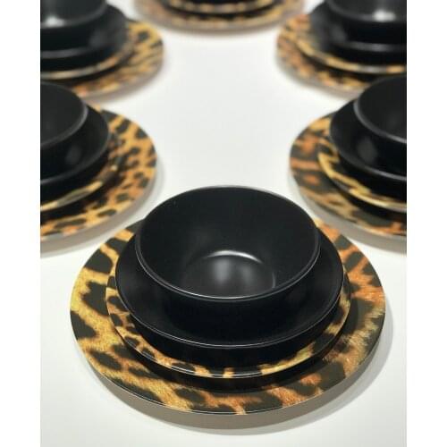 24 piece 6 Seater Dining Set Leopard Pattern