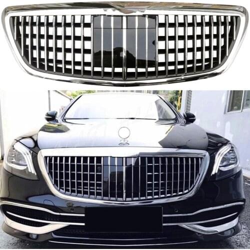 Car Front Racing Facelift Grille Grill For Mercedes-Benz W222 S-Class 2014 2015 2016 2017 2018 2019 With Camera Flip ACC