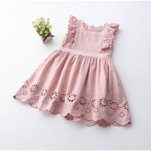 2020 New Summer Girls' Dress Hollow Cotton Party Princess Dress Student School Childrens Baby Kids Girls Clothing