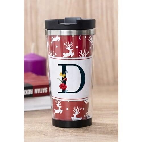 Gift Shop D Letter Deer Pattern Thermos Cup