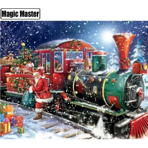 Full Square/Round Drill 5D DIY Diamond Painting "Christmas Santa Claus Train" Embroidery Cross Stitch 5D Decor