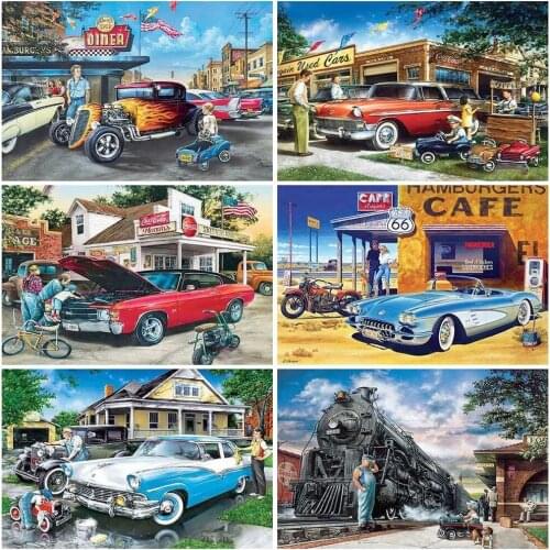 Full Square/round Drill 5D Diy Diamond Painting Car Scenery 3D Embroidery Cross Stitch Art Craft Home Decoration Handmade Gift