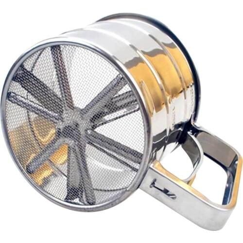 Semi-Automatic Hand-Held Flour Sieve Stainless Steel Powder Hand-Screened Sugar Mesh Sieve Flour Sifter Cake Utensil Baking Tool