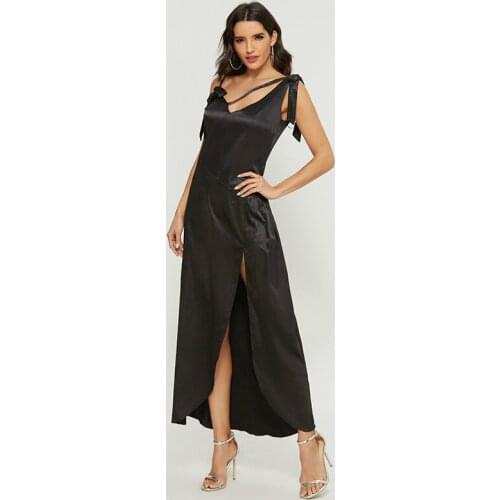 Sheer Casual Elegant Satin Dress Women Sleeveless Split Summer Beach Dress 2020 Ladies Backless Midi Red Dresses for Woman Robe