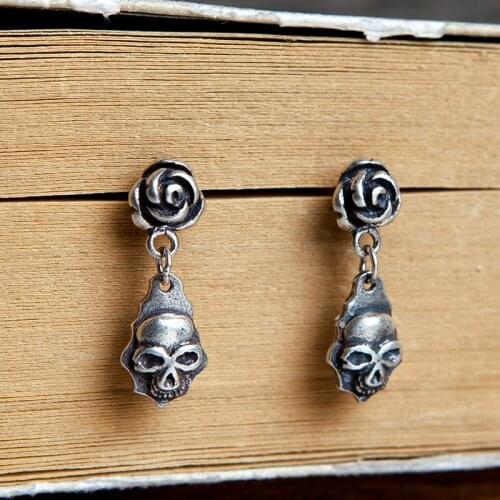Death Rose Dangle Earrings 925 Sterling Silver Earrings for Women Vintage Earrings Punk Jewelry Designer Earrings Wholesale