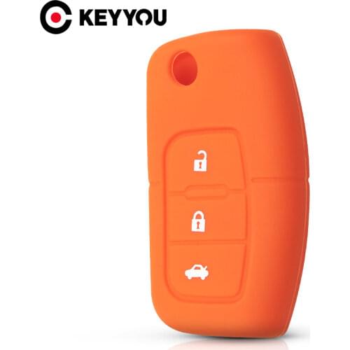 KEYYOU For Ford Fiesta Focus 2 Ecosport Kuga Escape Filp Key Cover Accessaries Silicone Car Key Cover Remote Protector Case