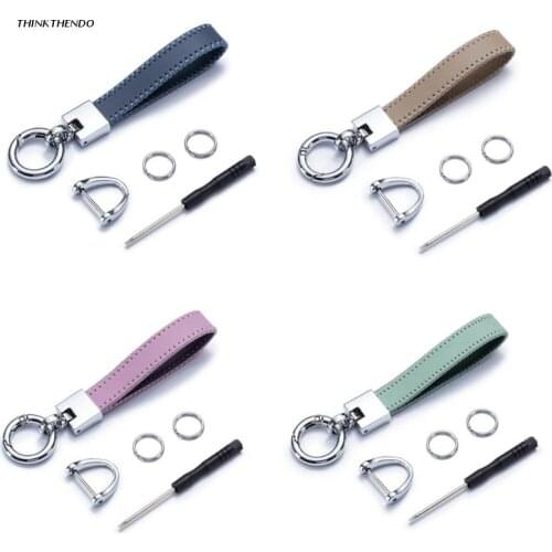 Stylish Keychain PU Leather Classic Elegant Key Ring Multifunctional Key Storage Tools Blue Brown Green Purple
