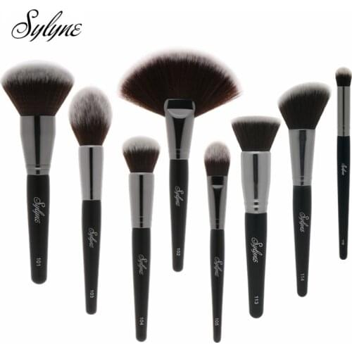 Sylyne professional makeup brush 8pcs soft powder blush foundation fan highlighter blending contour classic face make up brushes