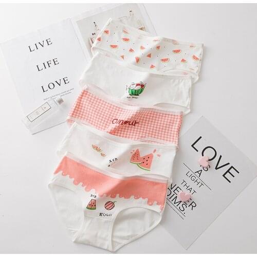 Women Panties Fashion Cotton Cute Girls Briefs for Women Sexy Breathable Female Underwear Mid Waist Big Yards Pink Lingerie New
