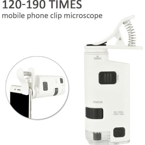 120-190X Adjustable Microscope Universal Portabl Mobile Clip-type Cellphone Microscope Cell Phone Magnifier Camera With LED Lamp
