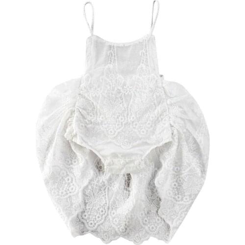 US Infant Baby Girl Clothes Lace Strap Romper Bodysuit Party Dress Floral Outfit