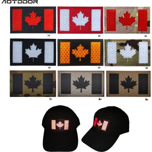 Maple Leaf Embroidery Canada Flag Quebec Velcros IR Patches Army Stripes Tactical Military National Emblem Embroidered Badge