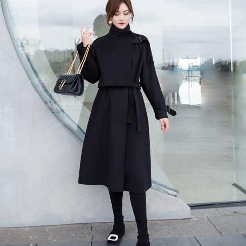 High Quality 100% Real Wool Fur Coat Autumn Winter Coats and Jackets Women 2020 Long Slim Double-sided Woolen Cloth Ropa Zjt1344