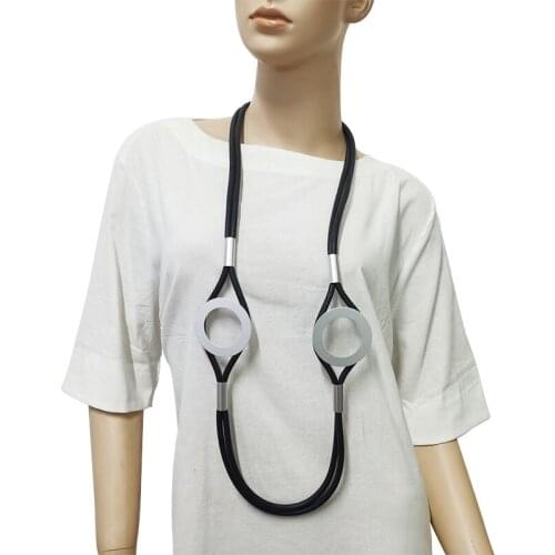 YD&YDBZ Designer Metal Round Pendant Necklace For Women Vintage Leather Thick Rope Necklaces Goth Night Party Gift Jewelry