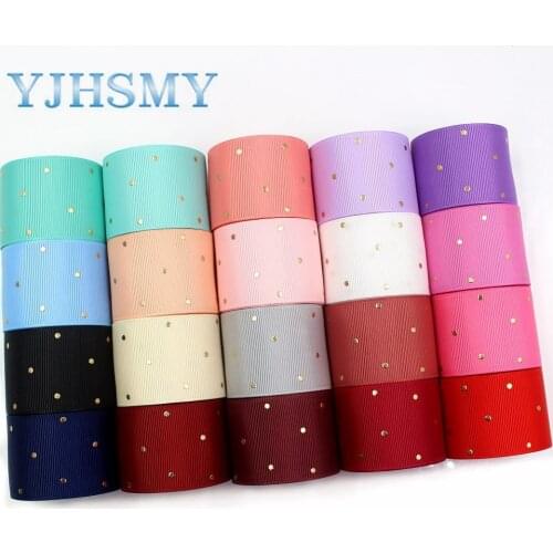 YJHSMY I-19407-862,5yards,hot sale 38mm Solid color dot hot stamping grosgrain Ribbons,bow cap DIY accessories decorations