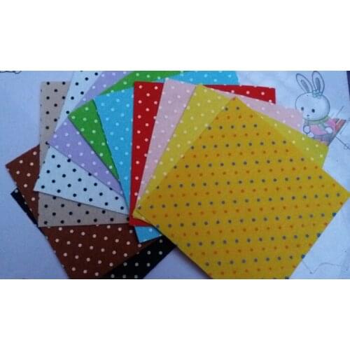 YY DIY Promotion 11pcs Candy Color Dot Printed Nonwoven Felt Fabric, Fieltro feltro 14x14cm