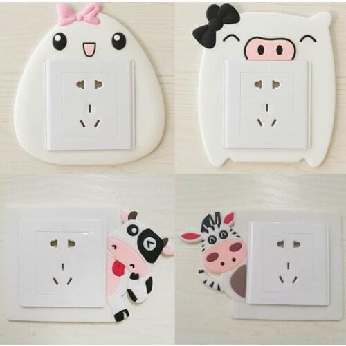 1Pcs 3D Wall Sticker for Household for Switch Outlet Luminous Cartoon Pattern White On-off Protective Cover Kid Room Decor