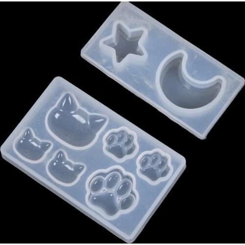 1pcs New Creative Resin Jewelry Mold Diy silicone crystal Cat face Cats claw Moon Stars heart And Other Shapes