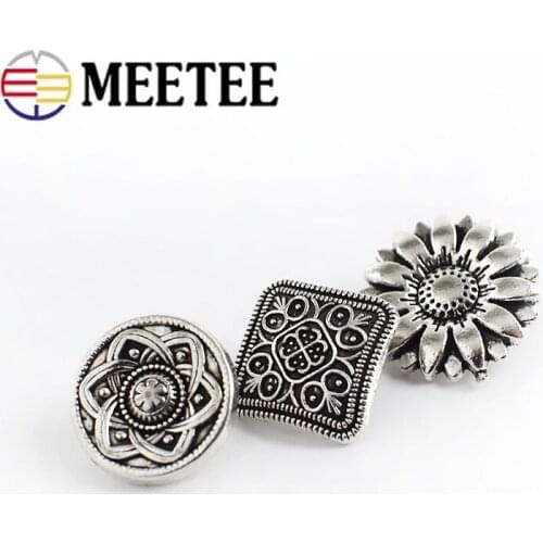 100/200pcs Retro Flower Metal Buttons Antique Silver Jeans Button Coat Decorative Botones DIY Sewing Accessories C2-61