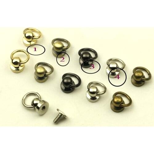 100PCS Solid Metal Button O Ring Round Head Stud Screwback Leather Craft Bag Chicago Screw Nail Rivet