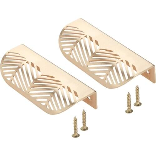 2 Piece Zinc Alloy Leaf Shaped Handle Golden/Grey Cupboard Kitchen Gold/Grey W/Screws Simple Nordic Style Pulls W/Screws