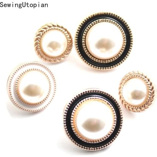 20PCS 15/18/21//25mm Sew Button Pearl Rhinestone Chiffon Cardigan Decor Buckles DIY Shirt Cufflinks Costume Metal Buttons